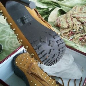 GOLD STUDDED NUBUCK BOOTS